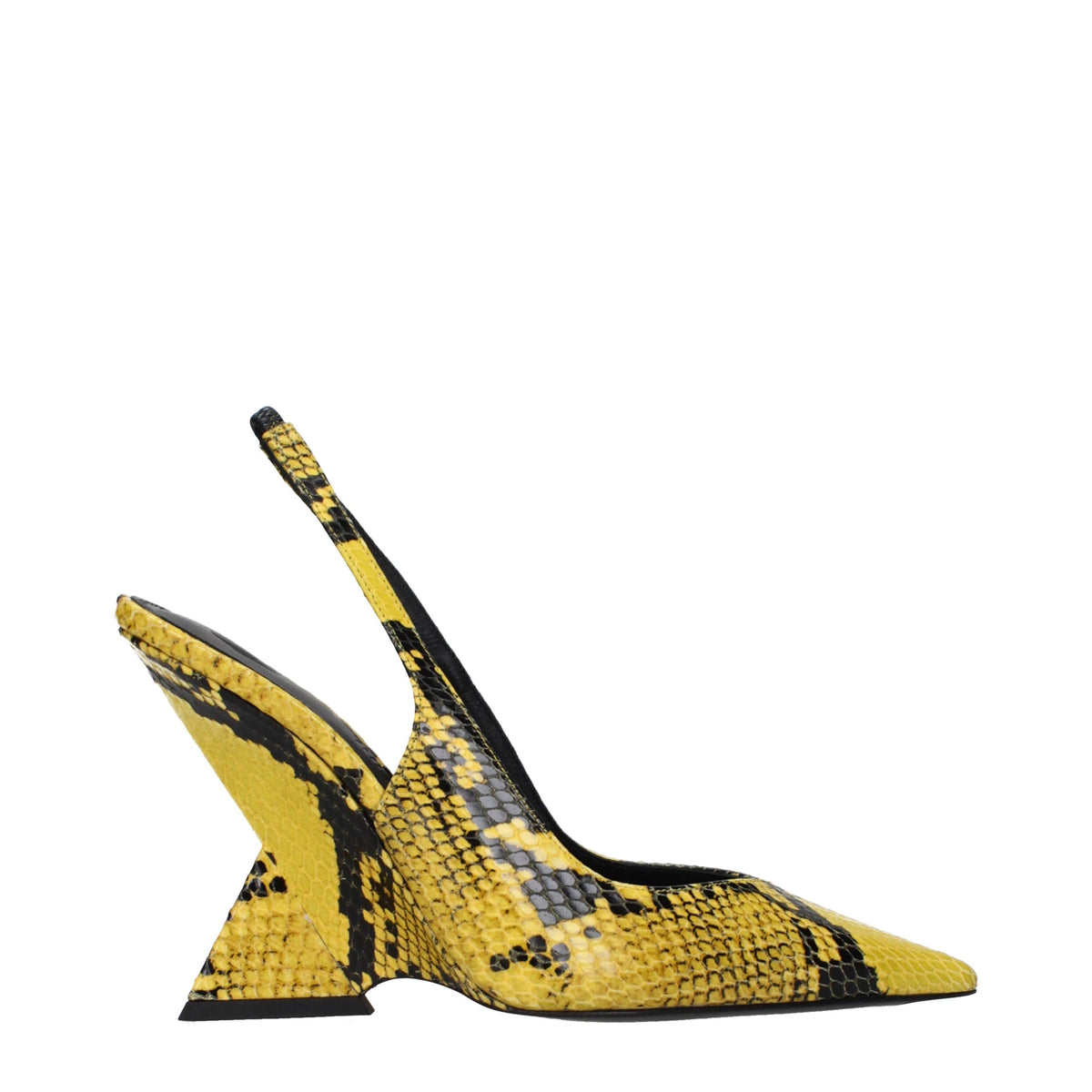 Yellow Leather Platform Pumps