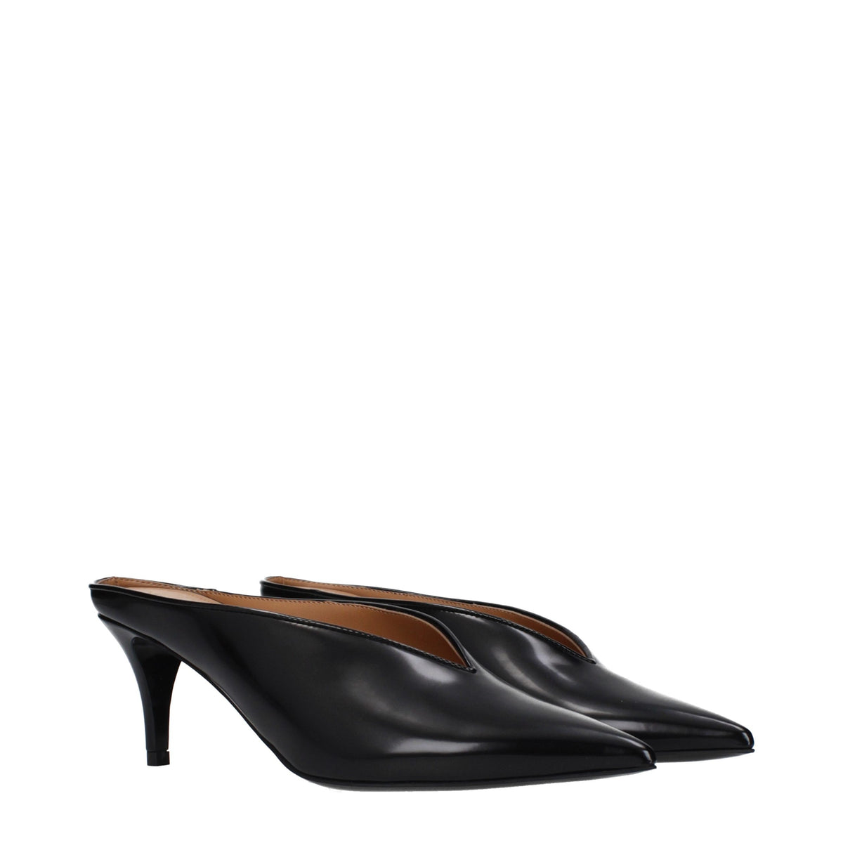Black Leather High Heel Pumps