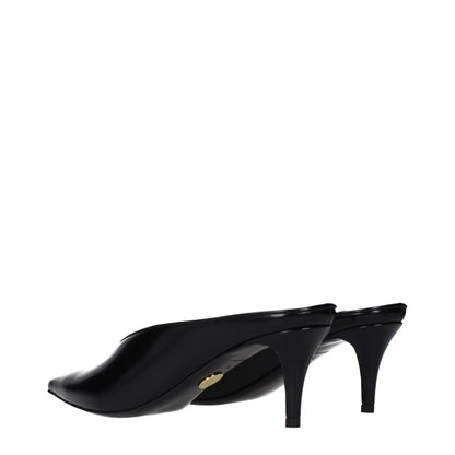 Black Leather High Heel Pumps