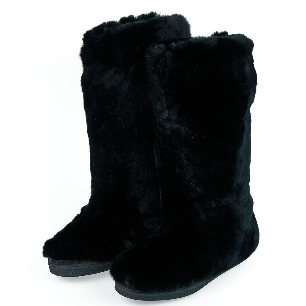 Black Rabbit Fur Women Shoe