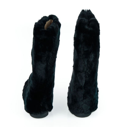Black Rabbit Fur Women Shoe