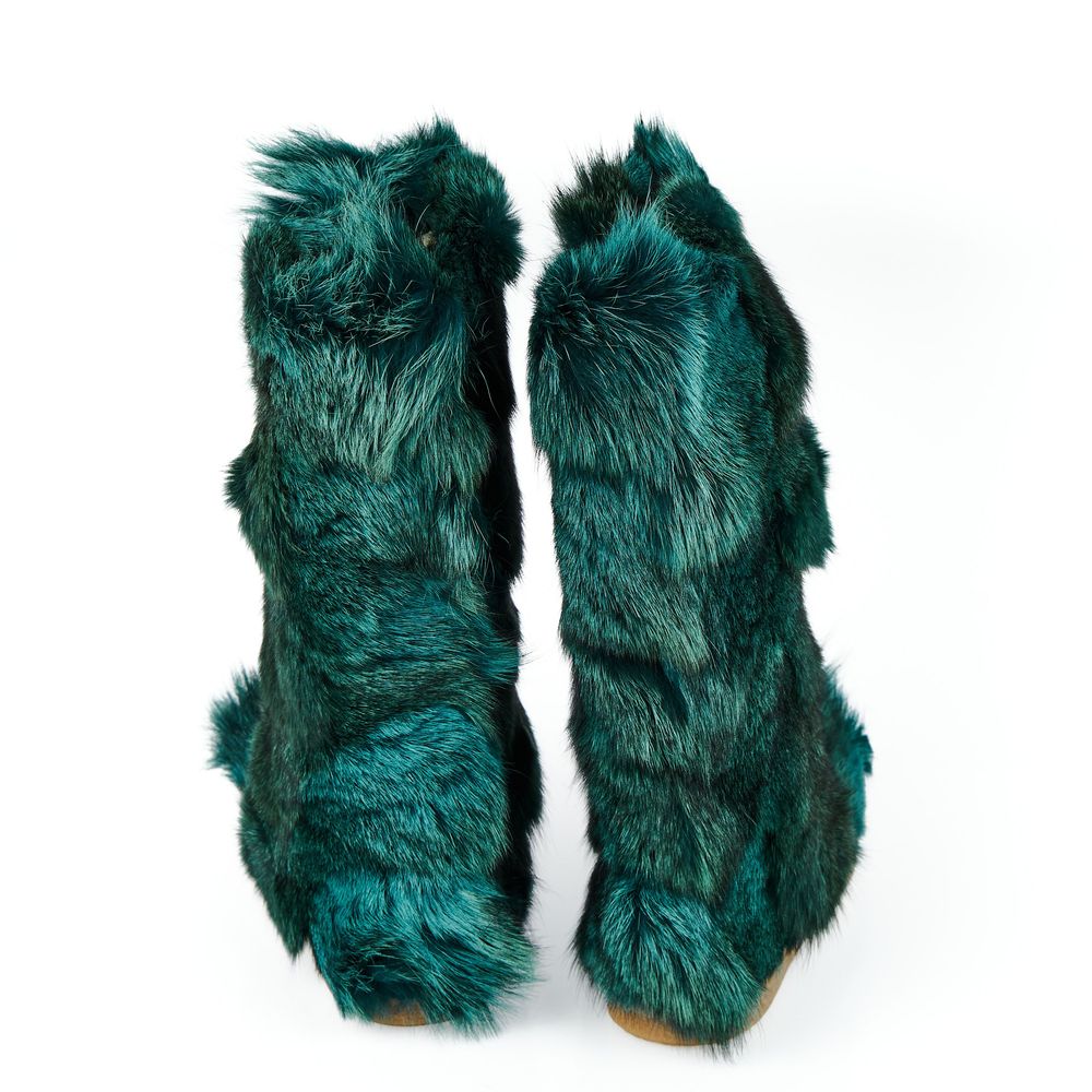 Teal Fur Women's Shoe