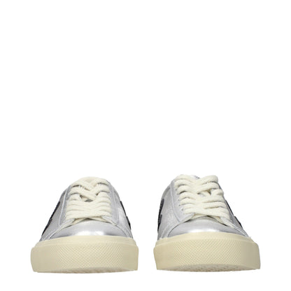 Gray Leather Low Top Sneakers