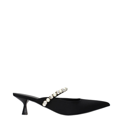 Black Satin Stiletto Heel Sandals