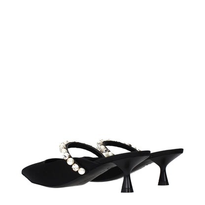 Black Satin Stiletto Heel Sandals