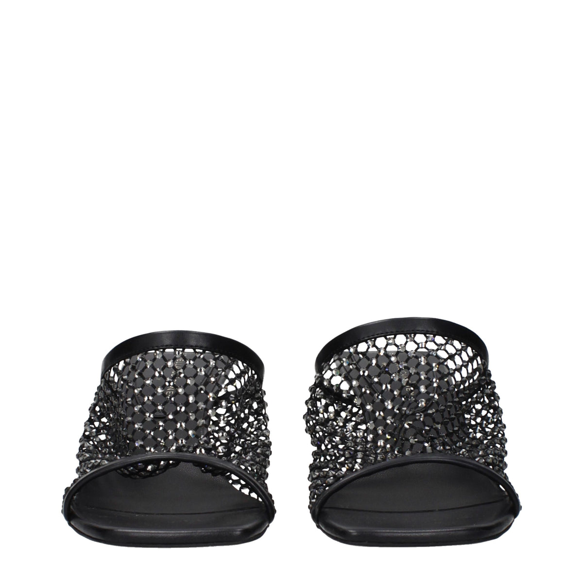 Black Leather Stiletto Heel Sandals
