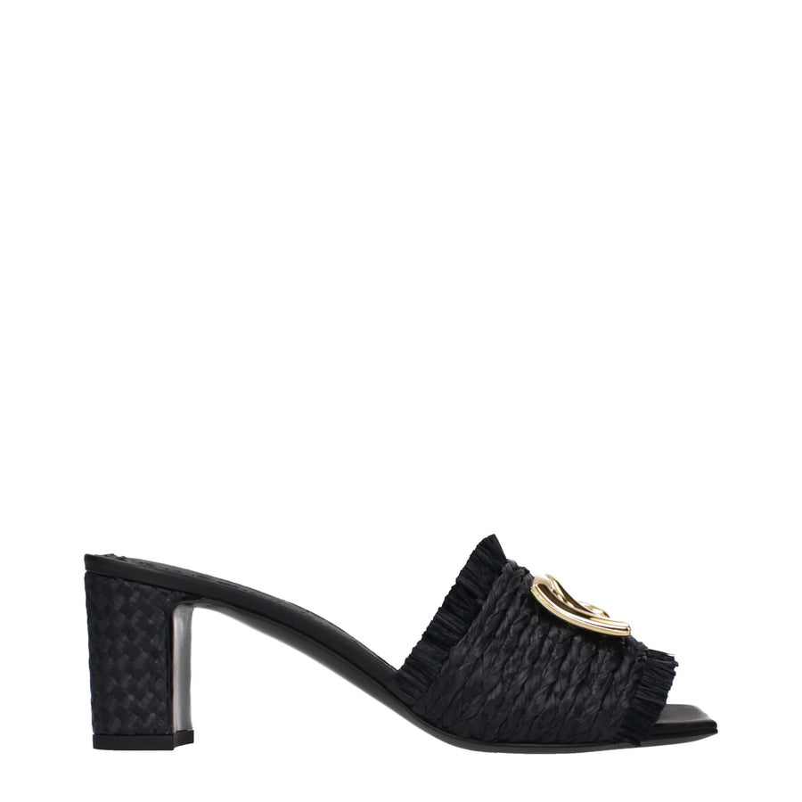 Black Raffia Platform Sandals