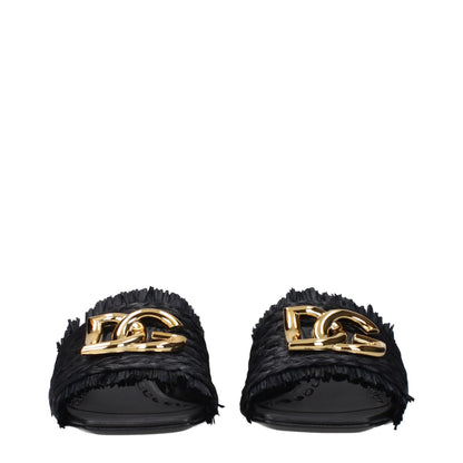 Black Raffia Platform Sandals