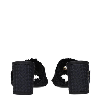 Black Raffia Platform Sandals