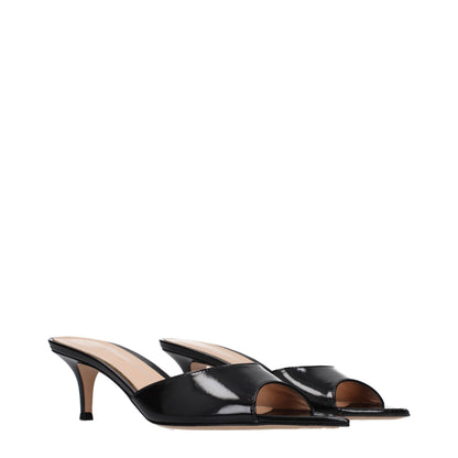 Black Leather Platform Sandals