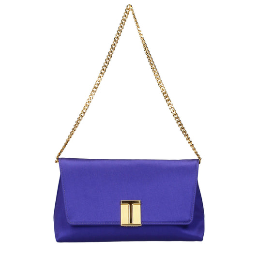 Purple Satin Clutch Bag