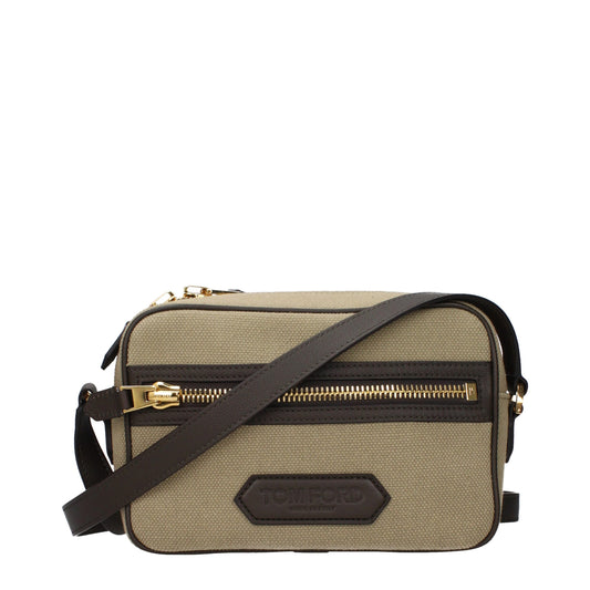 Beige Fabric Crossbody Bag