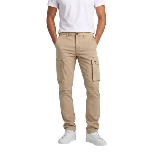 Beige Cotton Cargo Pants