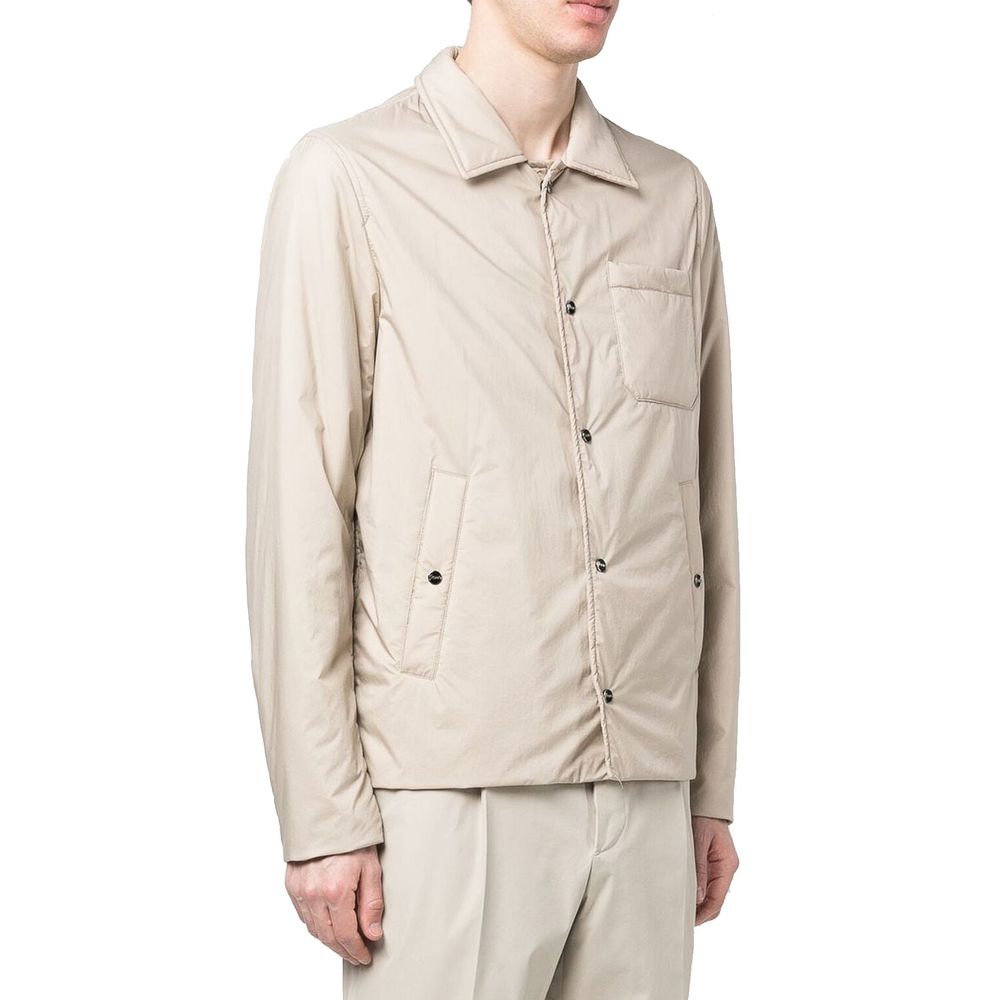Beige Polyamide Full-Length Jacket