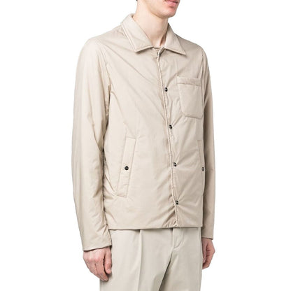 Beige Polyamide Full-Length Jacket