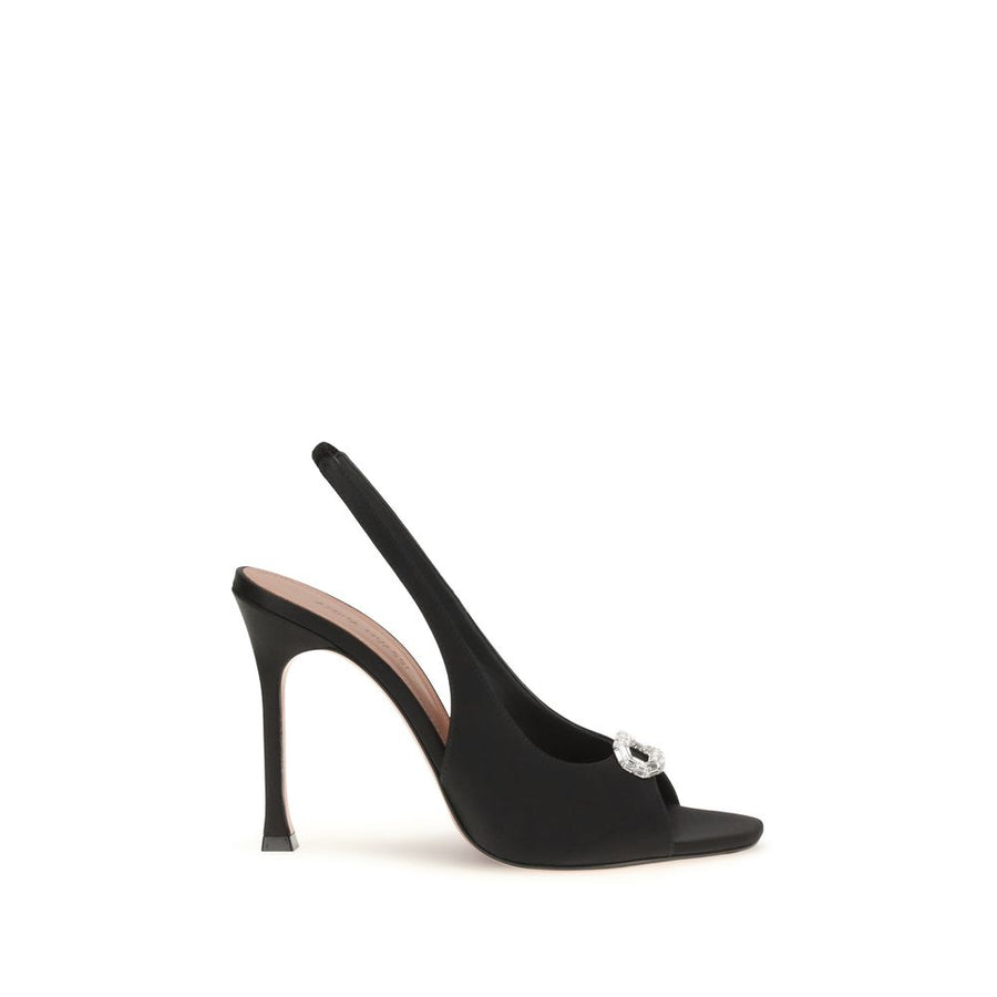 Black Satin Stiletto Heel Sandals