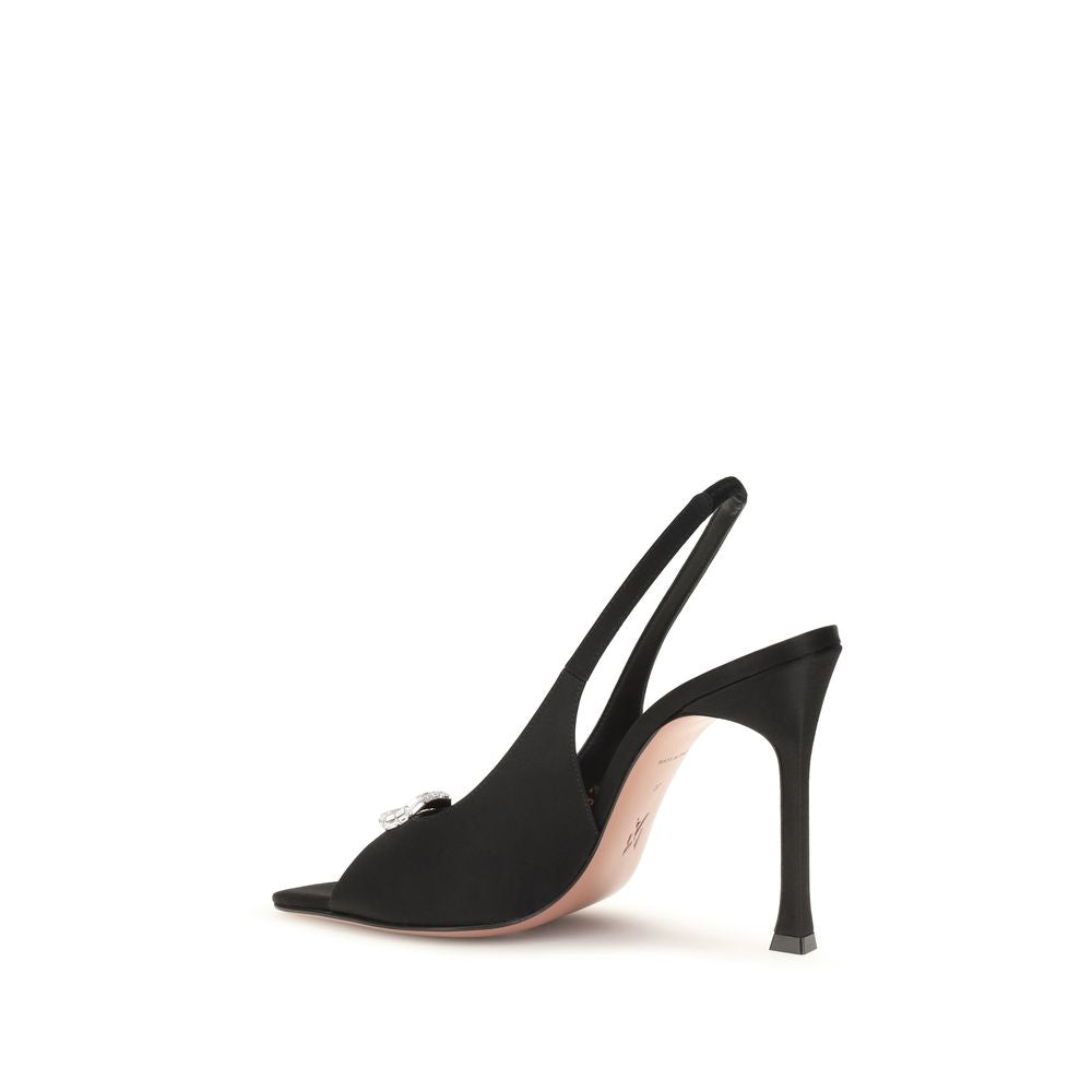 Black Satin Stiletto Heel Sandals