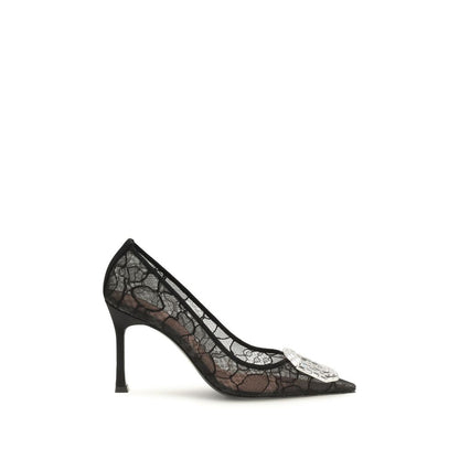 Black Fabric High Heel Pumps