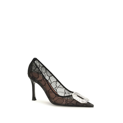 Black Fabric High Heel Pumps