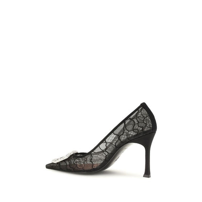 Black Fabric High Heel Pumps