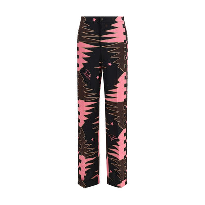 Multicolor Silk Casual Pants