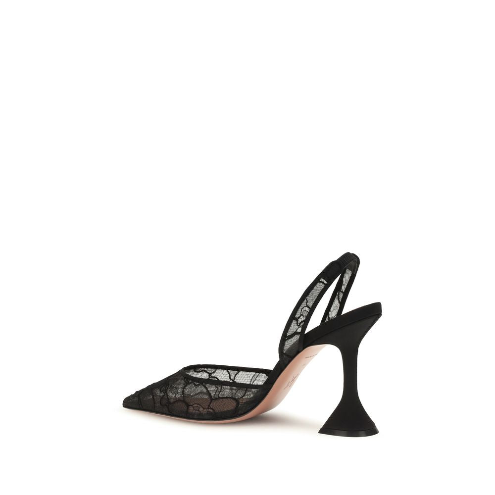 Black Fabric Stiletto Heel Sandals