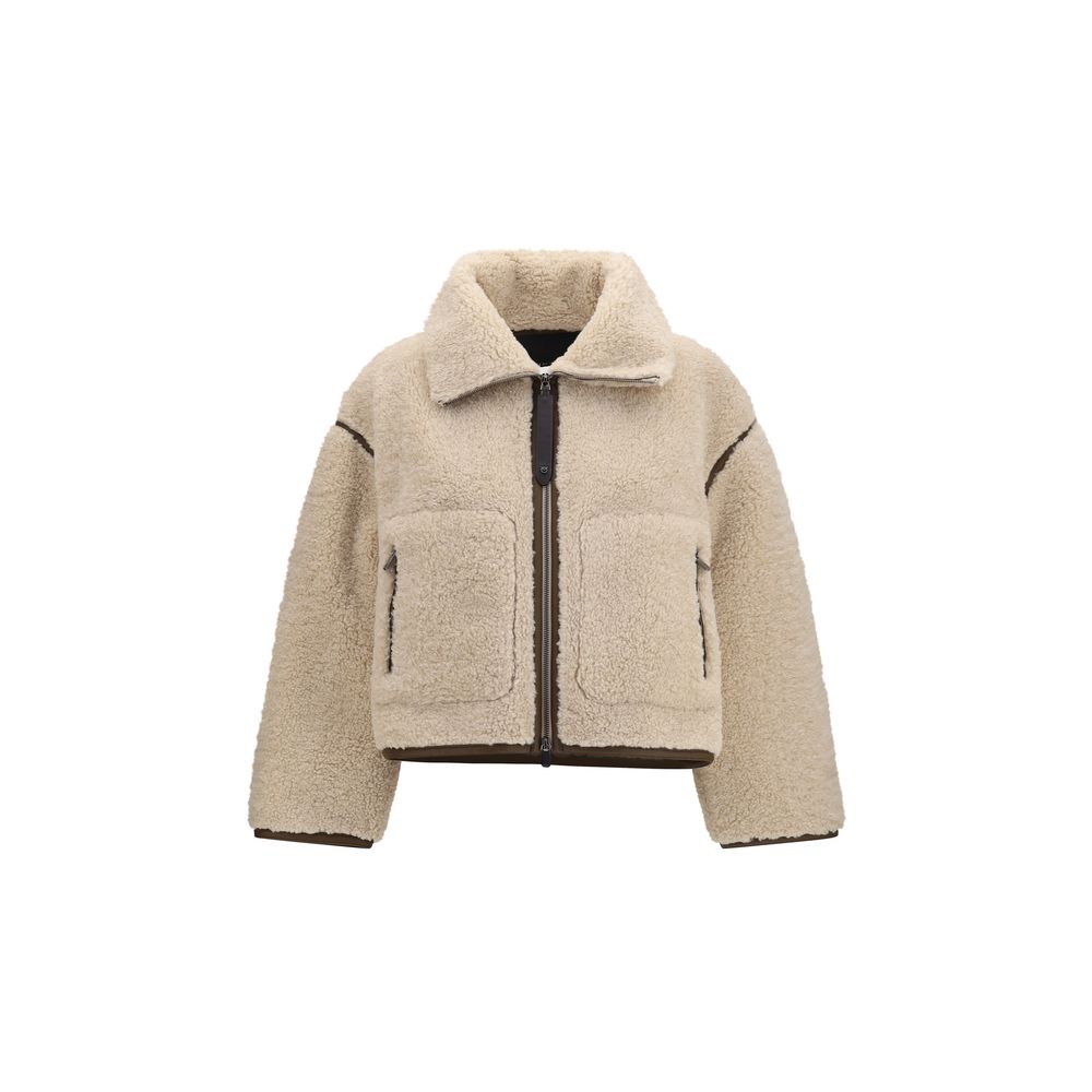 Beige Polyester Full-Length Jacket
