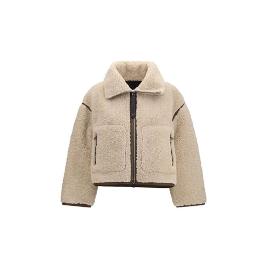 Beige Polyester Full-Length Jacket