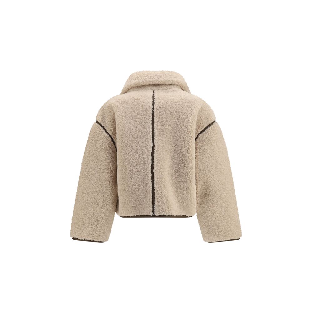 Beige Polyester Full-Length Jacket