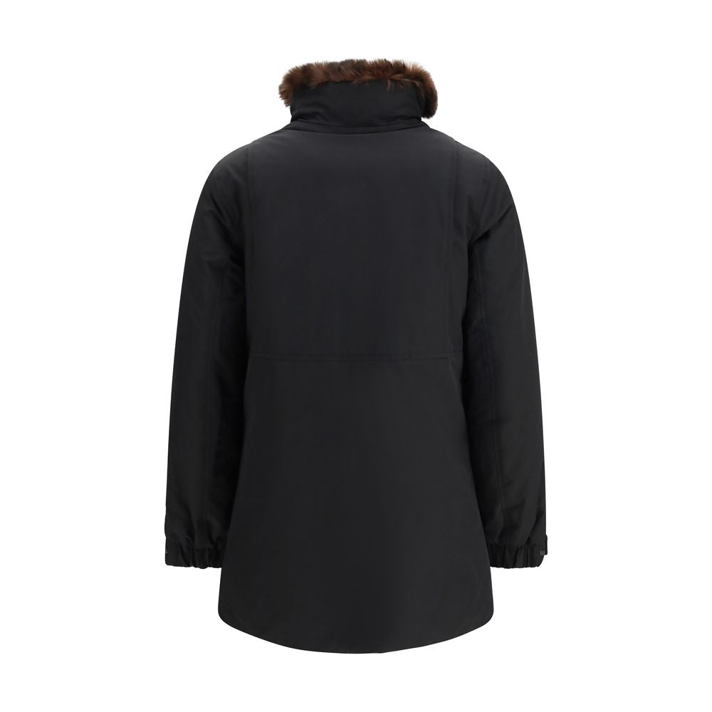 Black Cotton Full-Length Jacket
