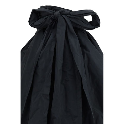 Black Polyester Midi Skirt