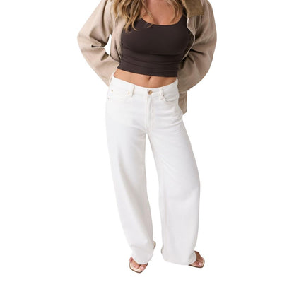 White Cotton Casual Pants