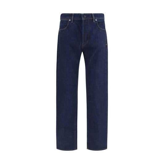 Blue Cotton Straight-Leg Jeans