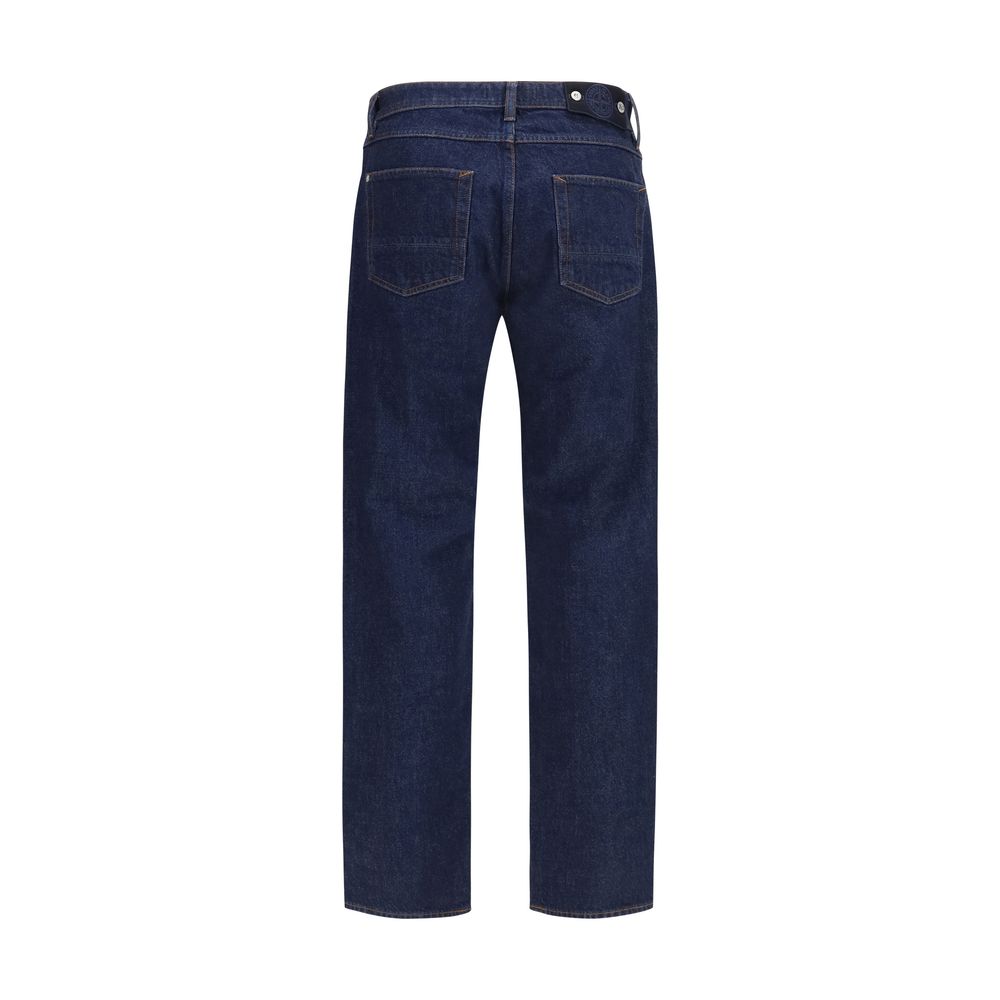 Blue Cotton Straight-Leg Jeans