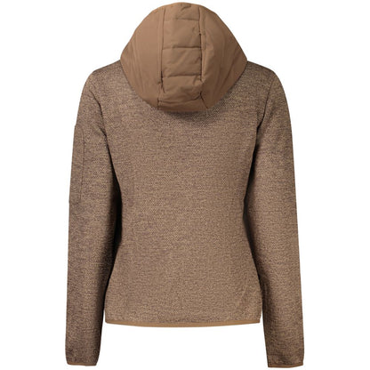 Brown Polyester Women's Jacket with Hood