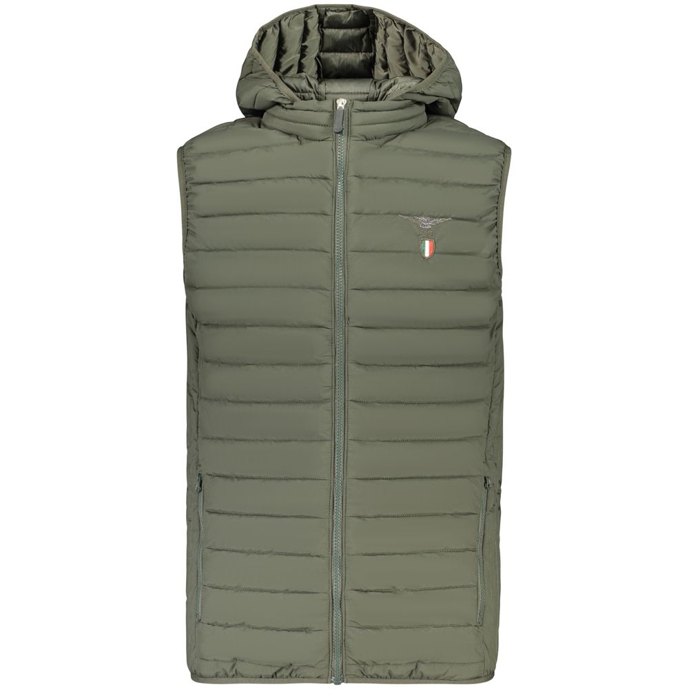Green Polyester Sleeveless Jacket