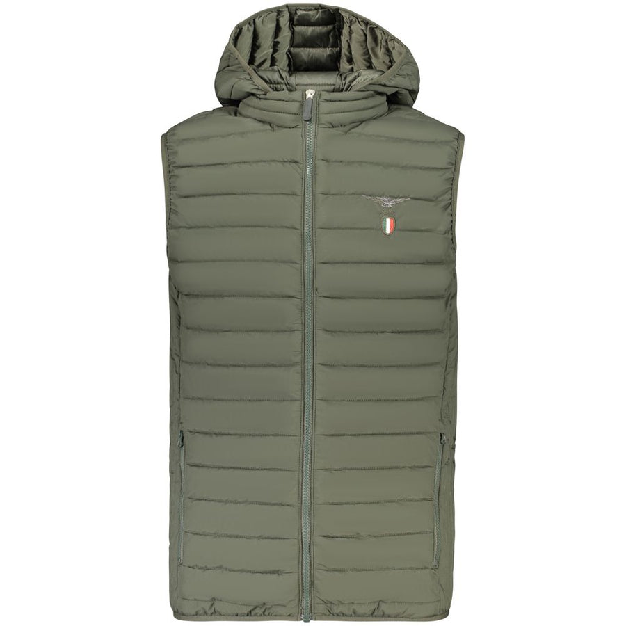 Green Polyester Sleeveless Jacket