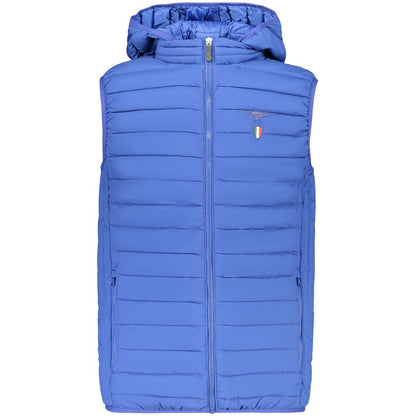 Blue Polyester Sleeveless Jacket