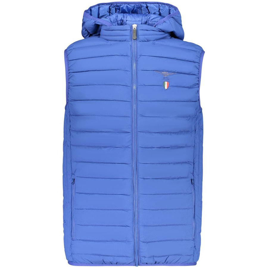 Blue Polyester Sleeveless Jacket