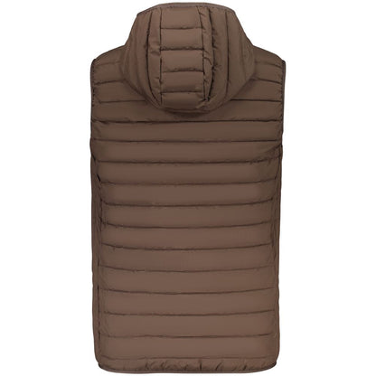 Brown Polyester Sleeveless Jacket