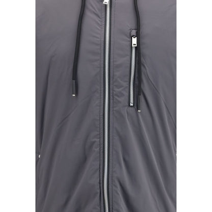 Gray Nylon Full-Length Jacket