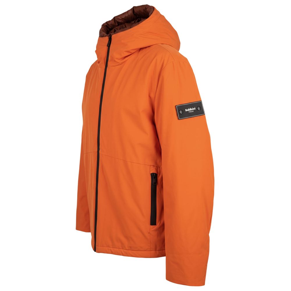 Orange Polyester Men Jacket