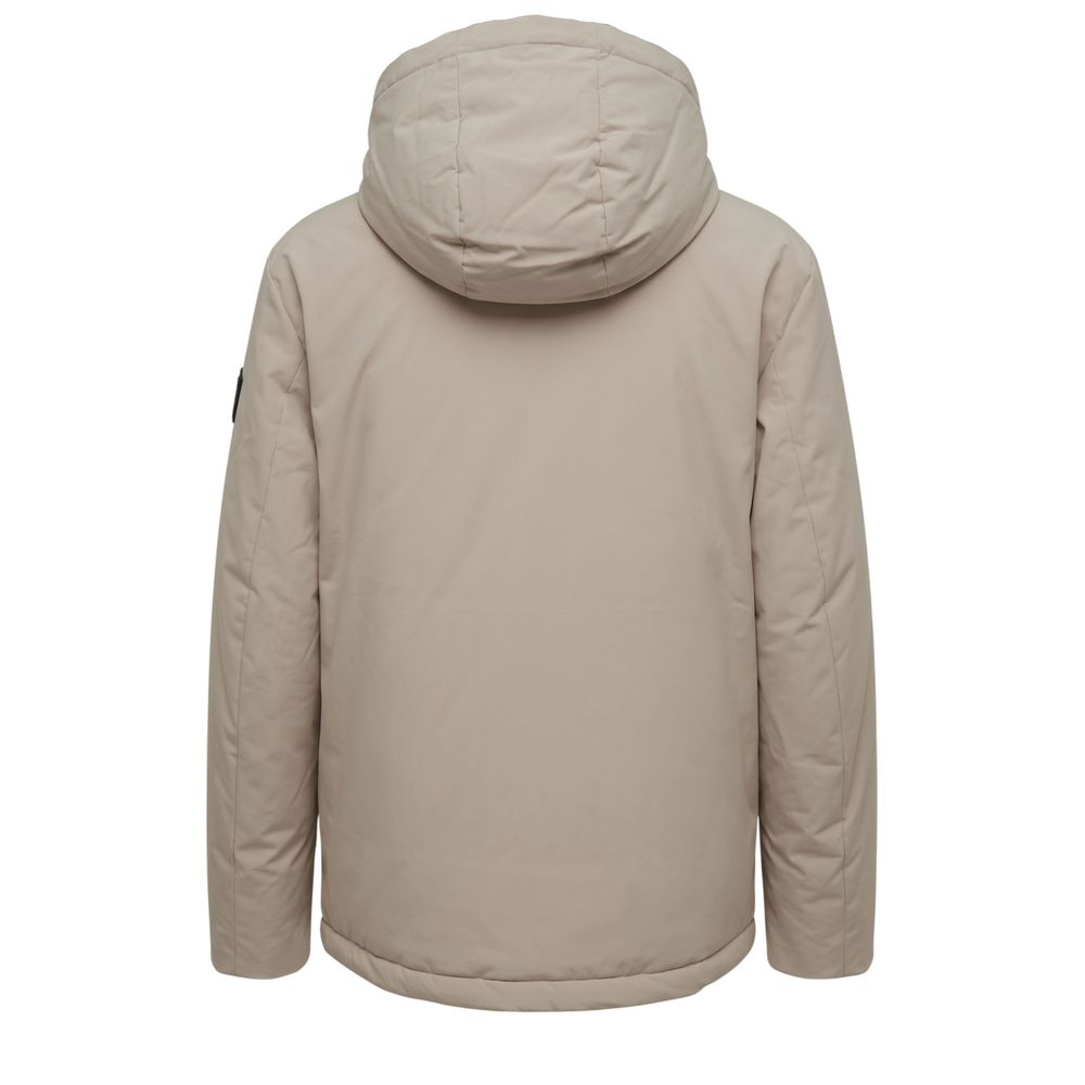 Beige Polyester Men Jacket