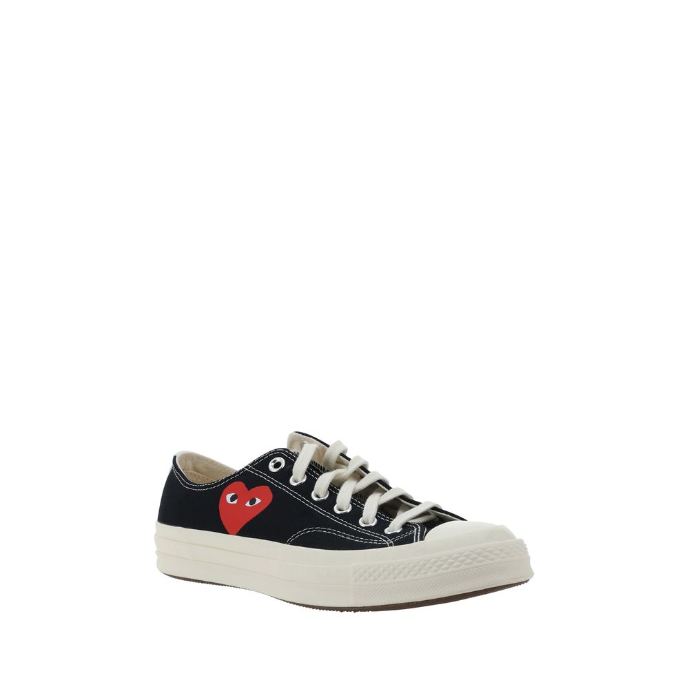 Black Cotton Low Top Sneakers