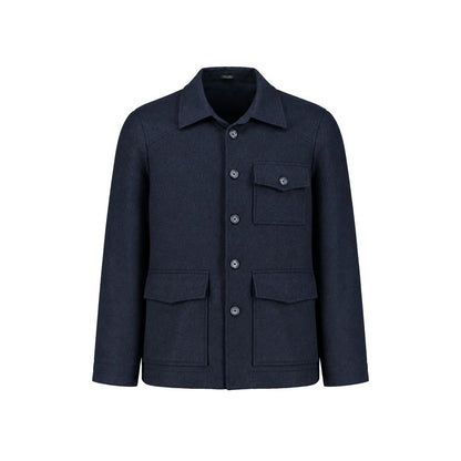 Blue Cashmere Full-Length Jacket