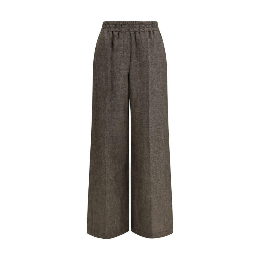 Brown Linen Casual Pants