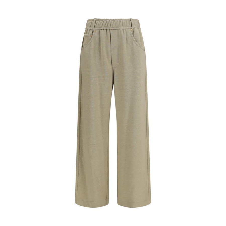 Beige Cotton Casual Pants