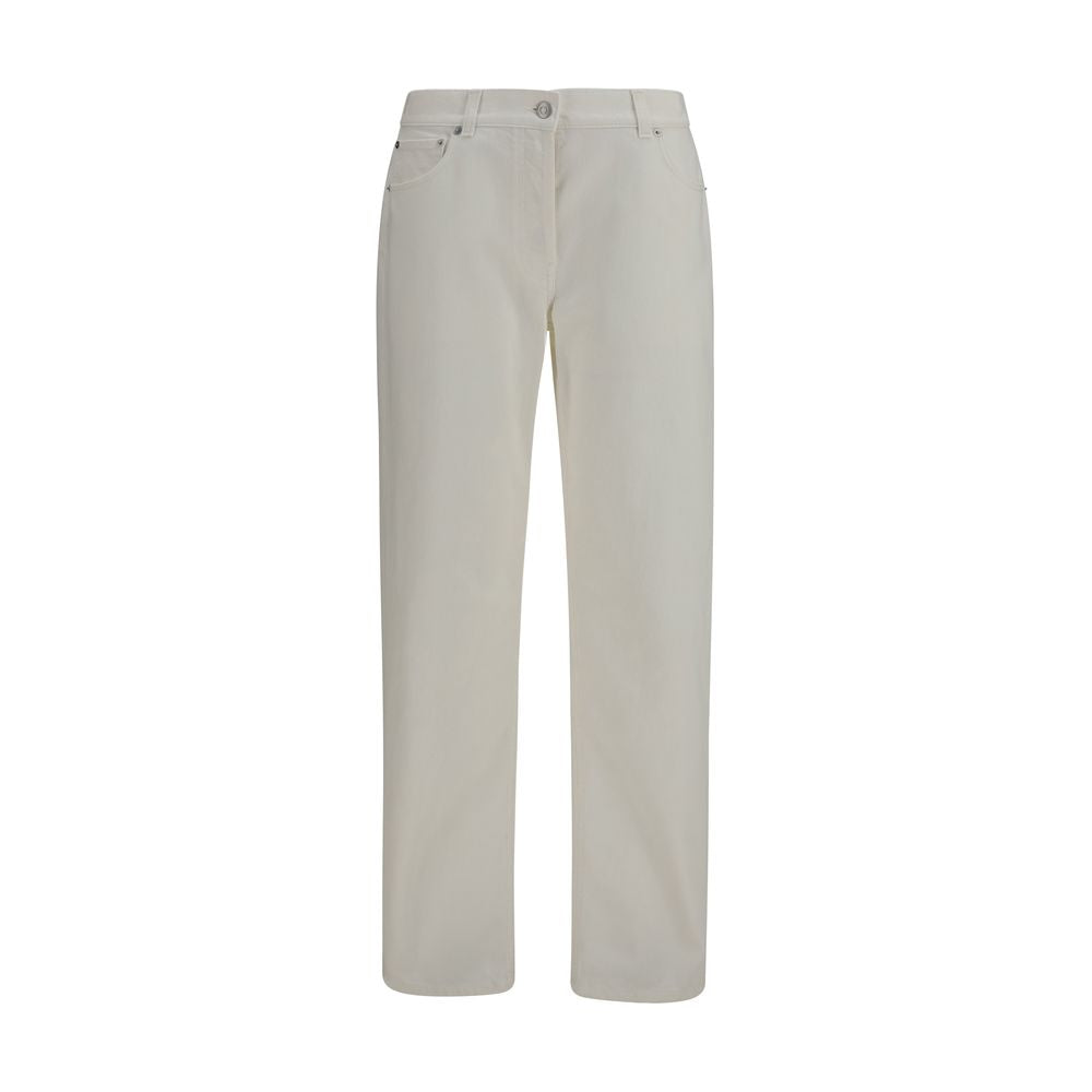 White Cotton Straight-Leg Jeans