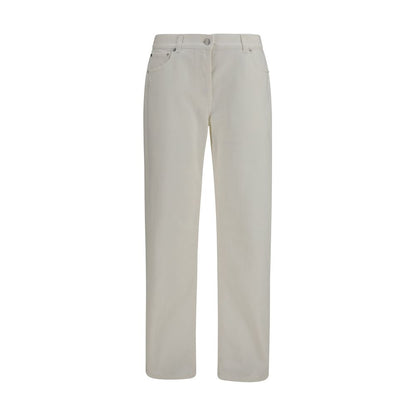 White Cotton Straight-Leg Jeans