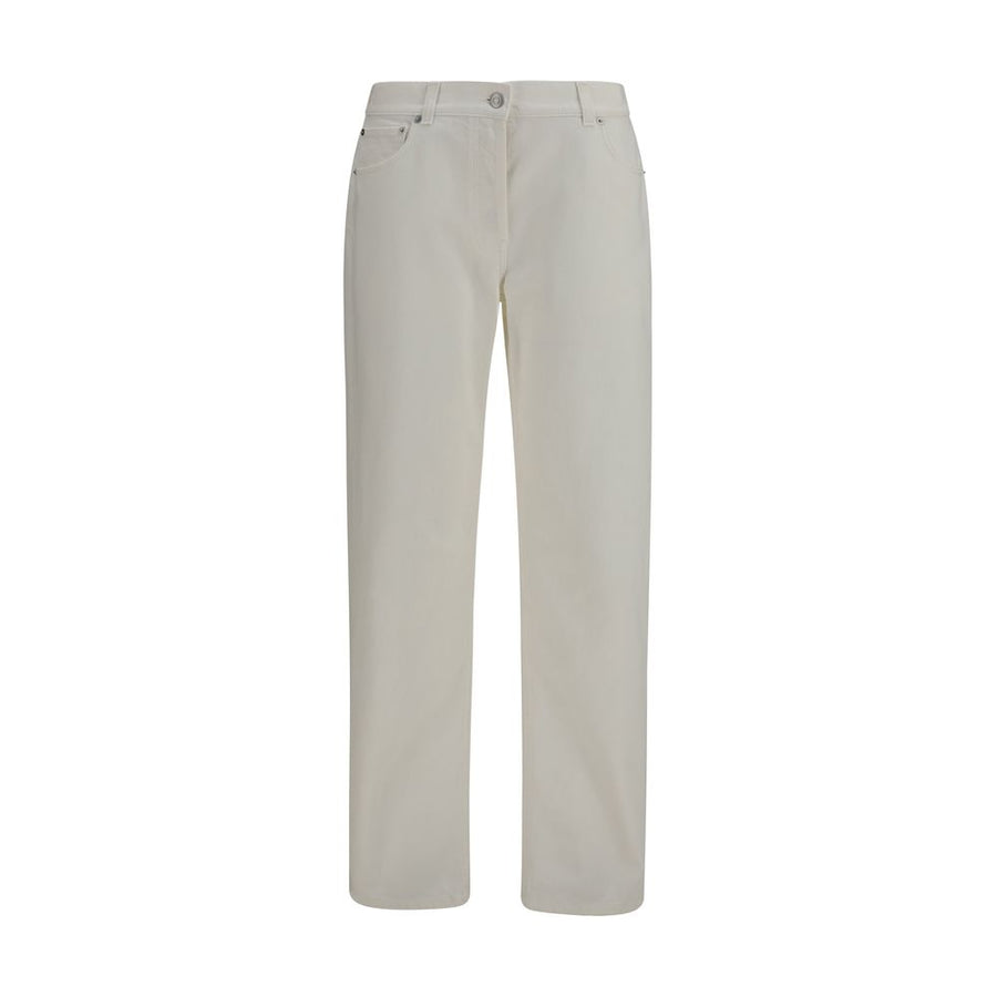 White Cotton Straight-Leg Jeans